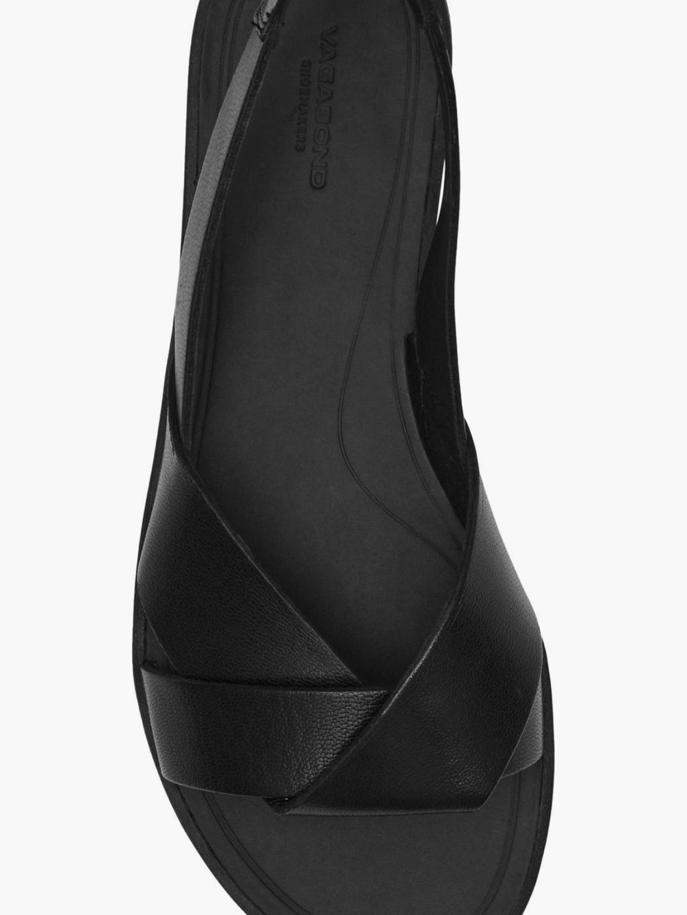 Vagabond Black Leather Cross-Band Slingback Sandal